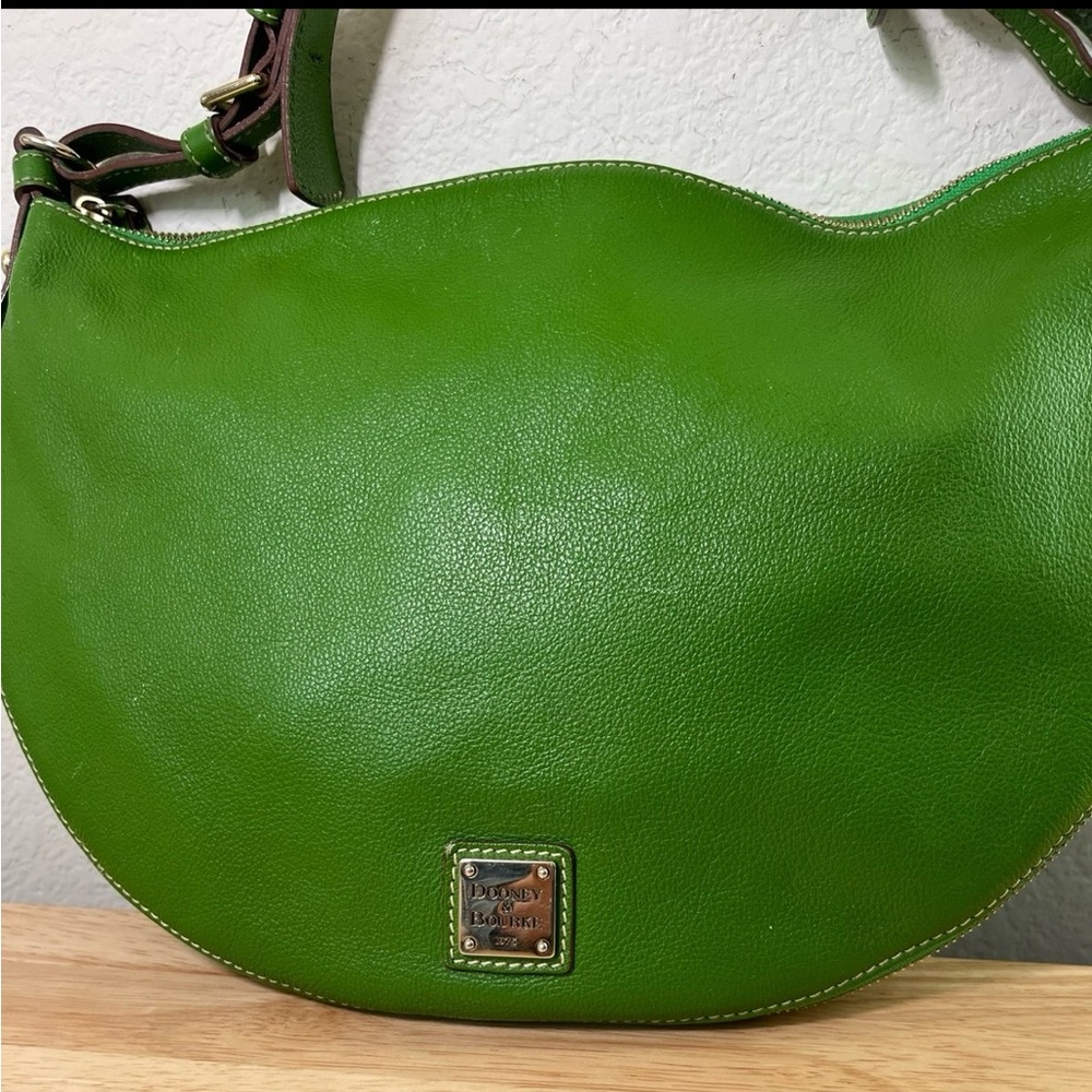 Vintage Dooney & Bourke Signature Luna Green Satchel Handbag - Picture 2 of 12